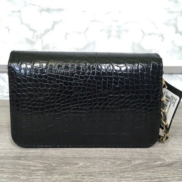 NWT Bebe Fabiola Stamped Faux Croc Embossed Crossbody Purse Bag Chain Strap - Picture 5 of 9